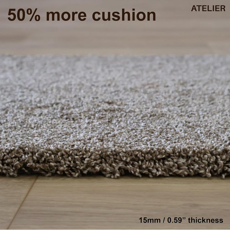 Atelier Luxury Carpet Tiles/Squares (40sf) ($3.1/SF) - Plush - DIY Installation, Seamless Appearance, High-Density Padding, Machine Washable (Light Beige, 40sf (6 Tiles)) - Image 2